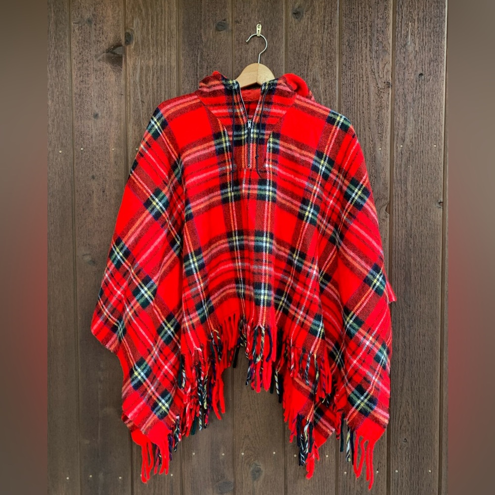 Vintage Plaid Wool Cape